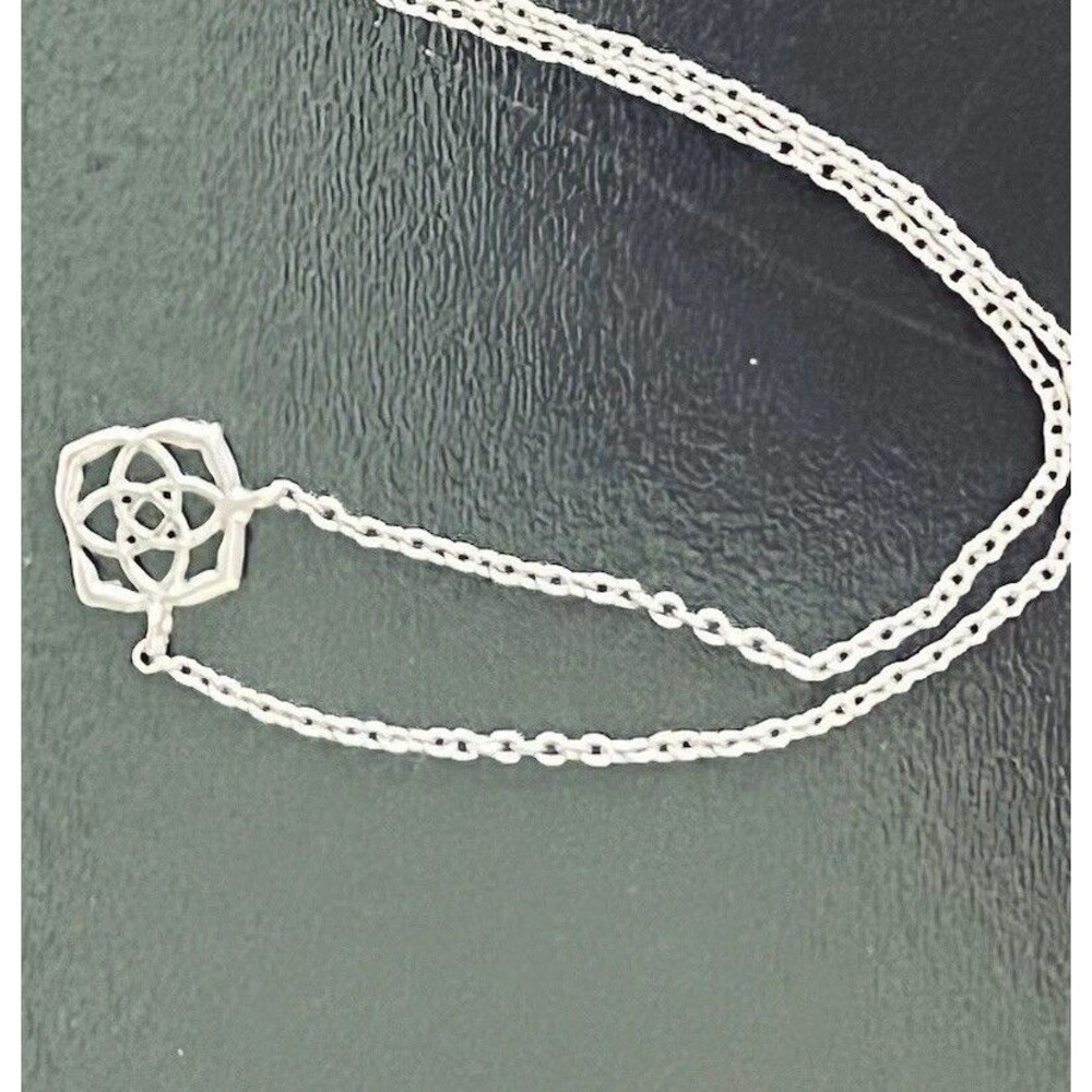 Kendra Scott Decklyn Necklace Square Medallion Celtic Knot Design Silver-Toned